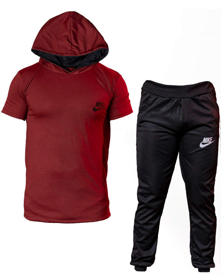 ست-تیشرت-شلوار-Nike-مدل-OLES-(زرشکی)