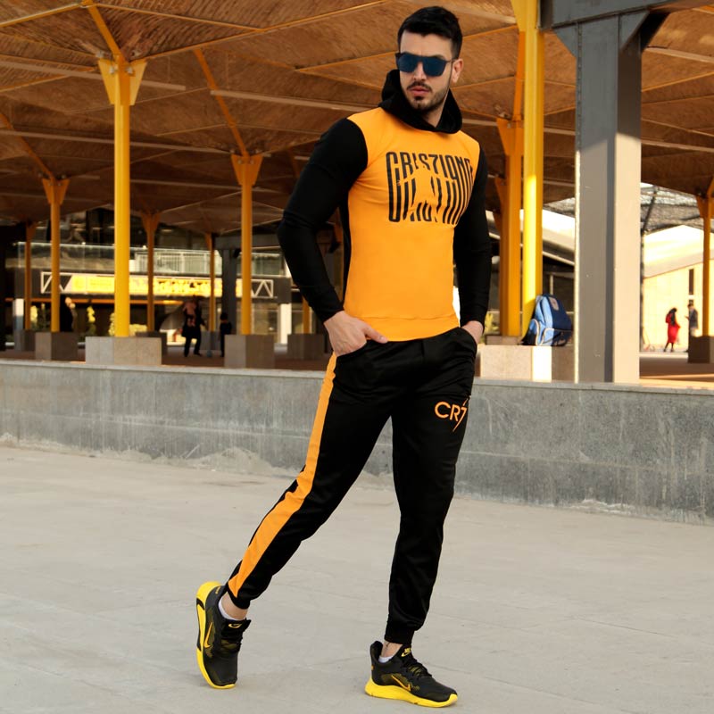 ست سویشرت و شلوار مدل Cr7( مشکی زرد)