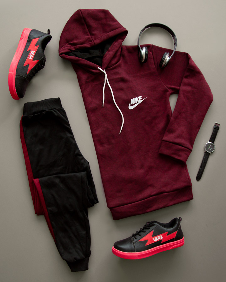 سویشرت و شلوار Nike مدل Simon (زرشکی)