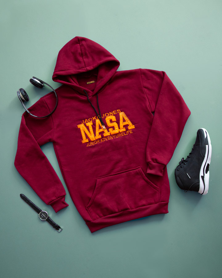 هودی مردانه Nasa مدل Jack (زرشکی)