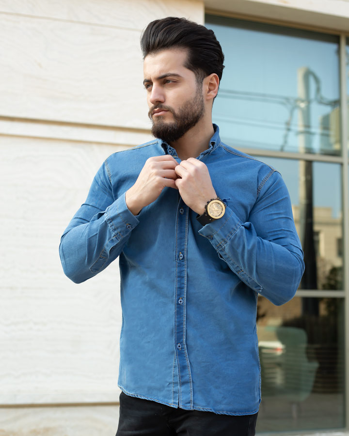 پیراهن مردانه لی مدل Guzel (ابی روشن)