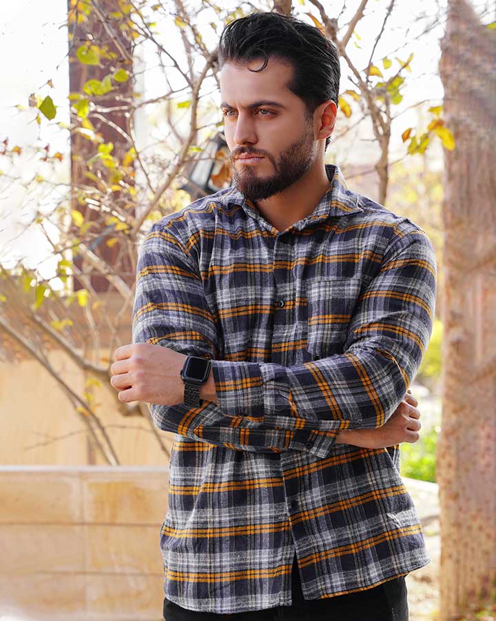 پیراهن پاییزه مردانه مدل  Vazista (نارنجی)