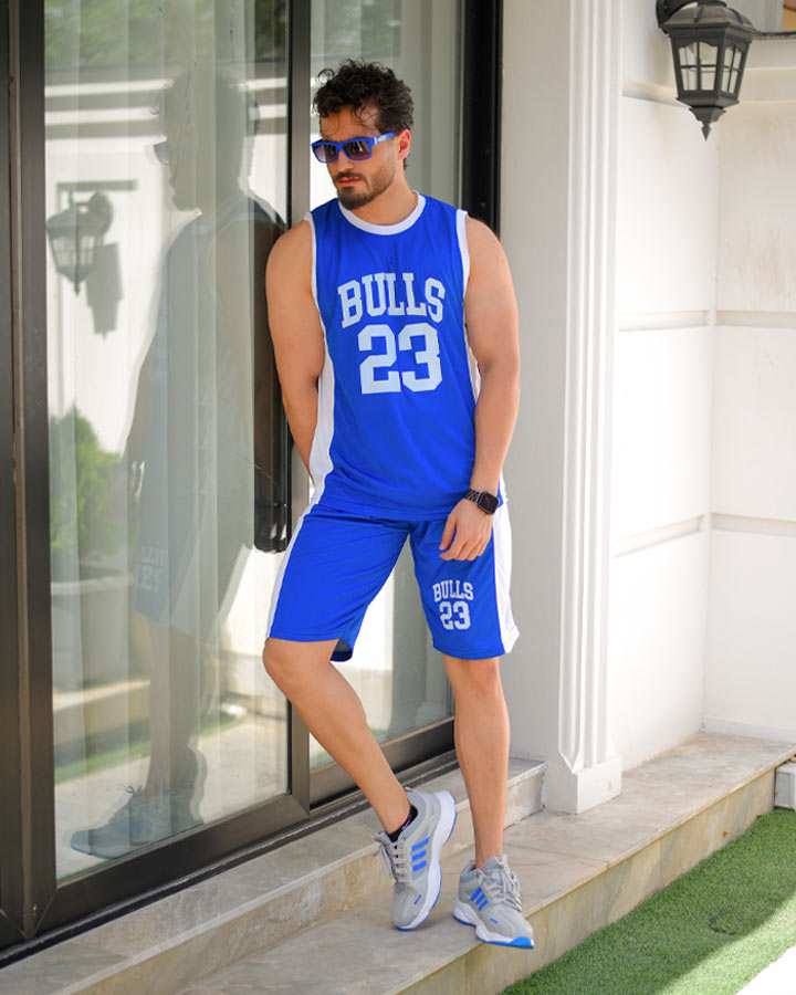 ست تاپ شلوارک Bulls (آبی) کد 6030
