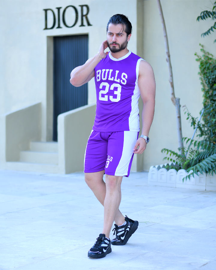 ست تاپ شلوارک Bulls (بنفش) کد 6032
